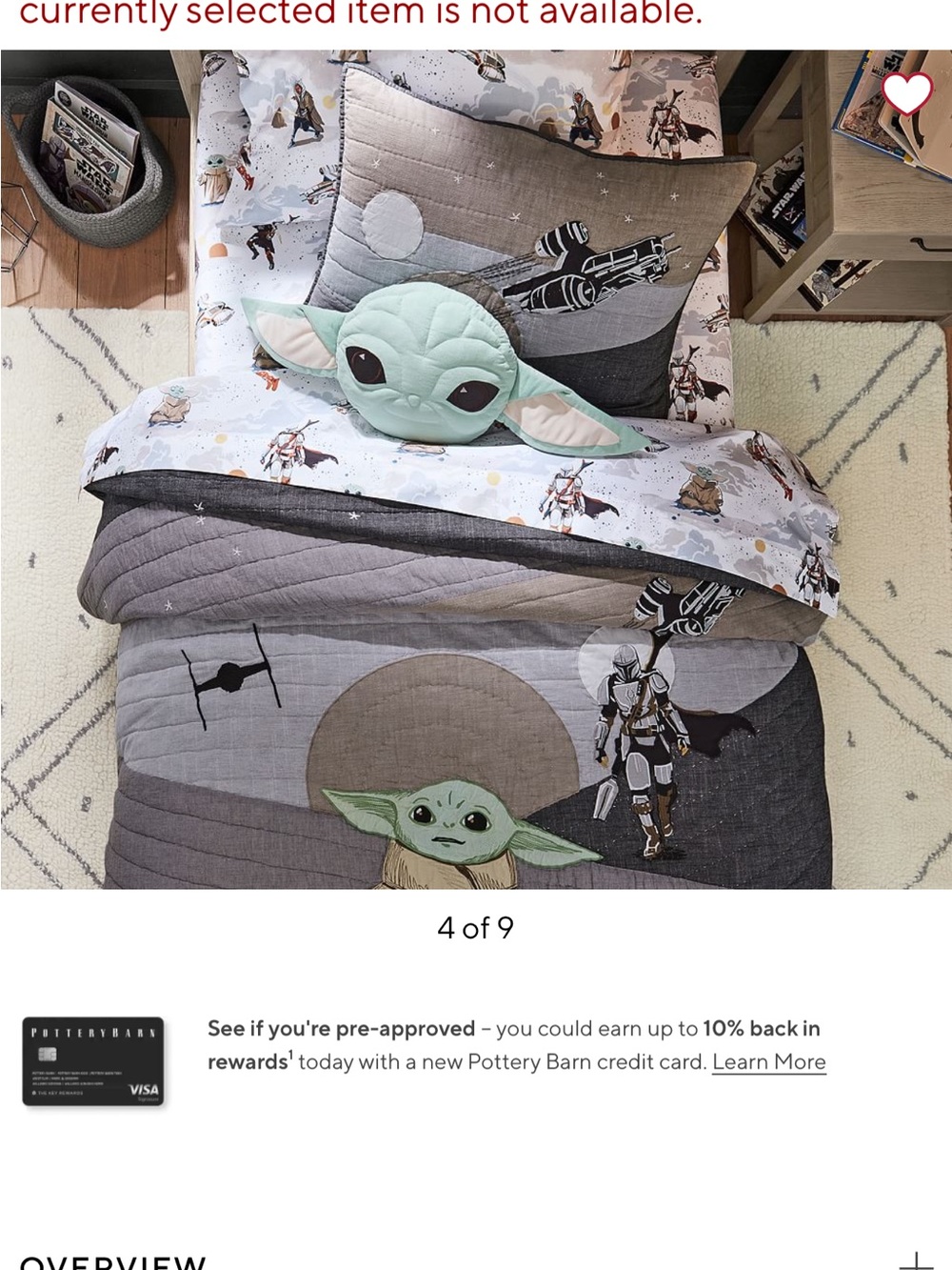 Pottery Barn Kids Star Wars Grogu Quilted Bedding in Green, Tan, Gray - Picture 8 of 8
